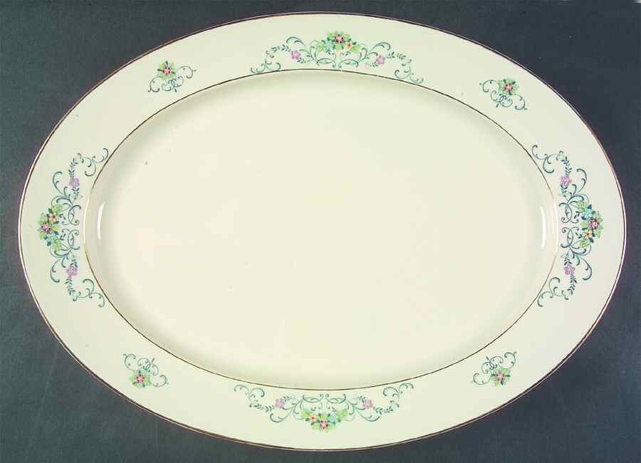 Ferndale (Older, Gold Trim) 16" Oval Serving Platter by Heinrich - H&C-1