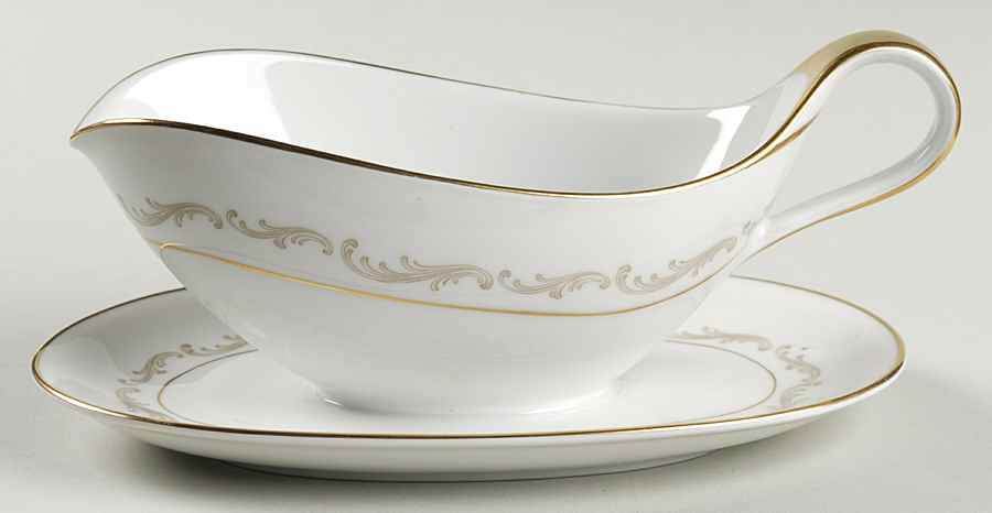 Golden Arc Gravy Boat with Attached Underplate by Heinrich - H&C-1