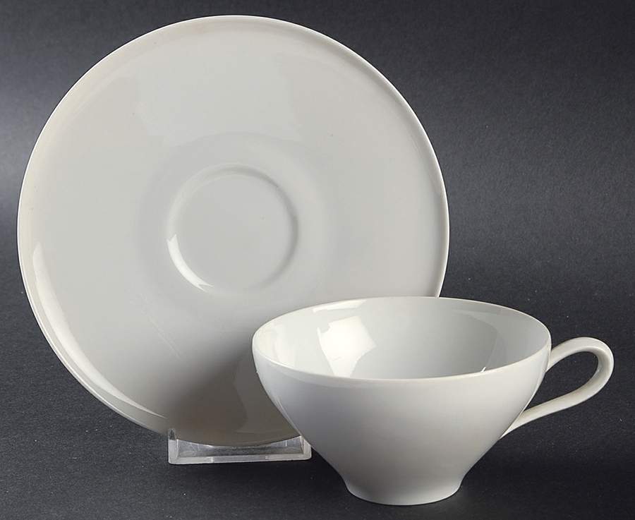 Grazie White Flat Cup & Saucer Set by Heinrich - H&C-1