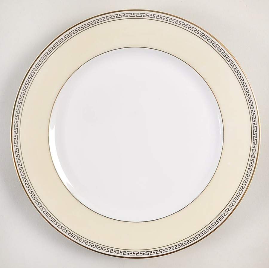 Greek Key Black (Cream Rim, White Center) Salad Plate by Heinrich - H&C-1