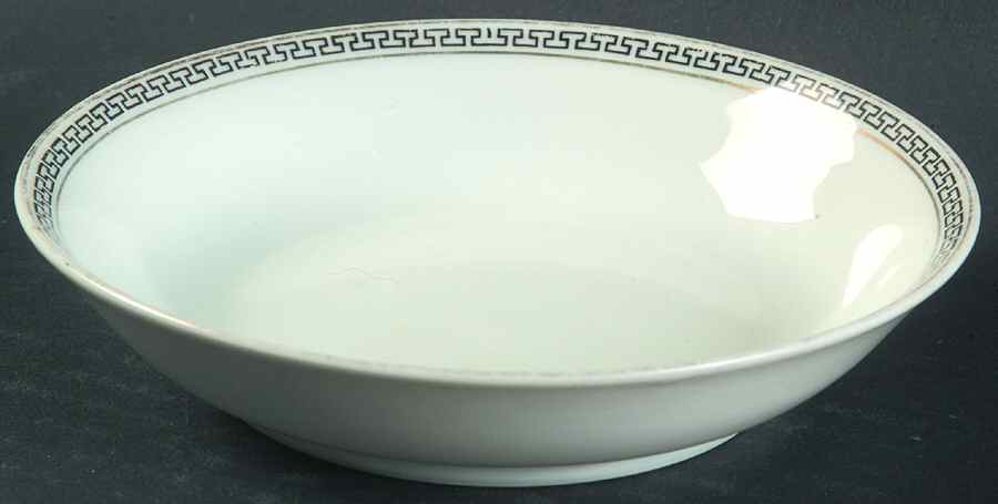 Greek Key Black (White Background) Fruit/Dessert (Sauce) Bowl by Heinrich - H&C-1