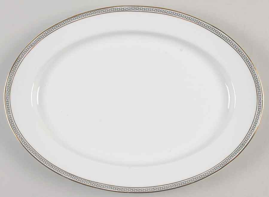 Greek Key Black (White Background) 11" Oval Serving Platter by Heinrich - H&C-1