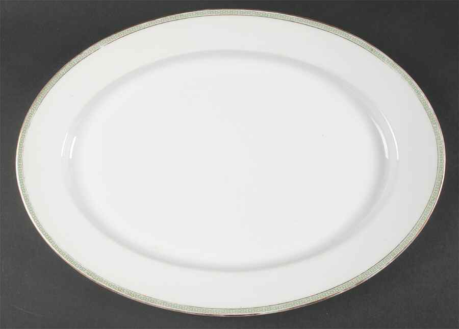 Greek Key Green 16" Oval Serving Platter by Heinrich - H&C-1
