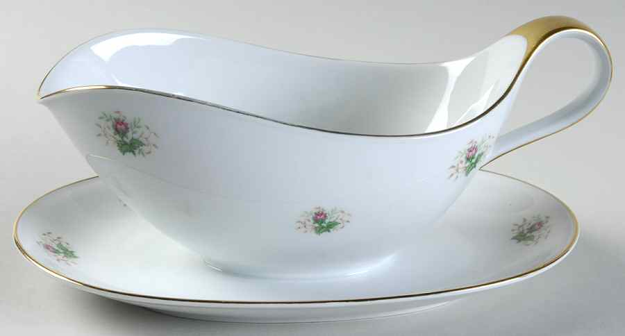 Petite Rose Gravy Boat with Attached Underplate by Heinrich - H&C-1