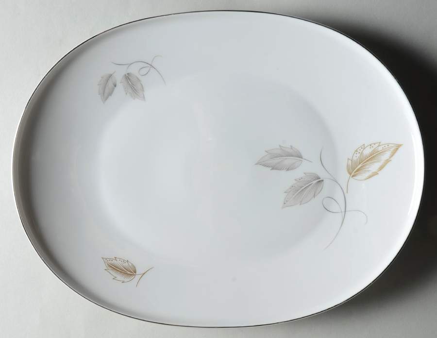 Reverie (Platinum Trim) 14" Oval Serving Platter by Heinrich - H&C-1