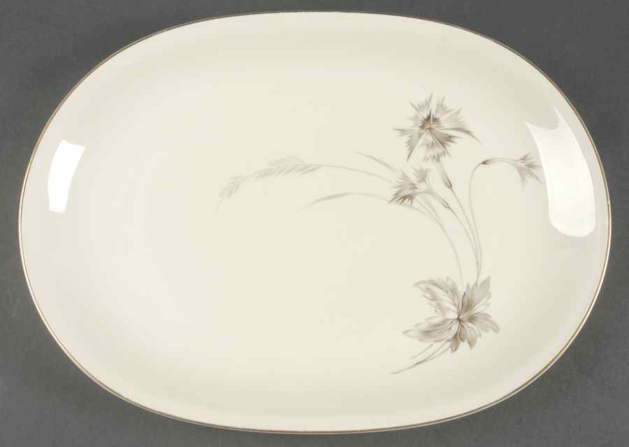 Sepia (Ivory, Gold Trim) 14" Oval Serving Platter by Heinrich - H&C-1