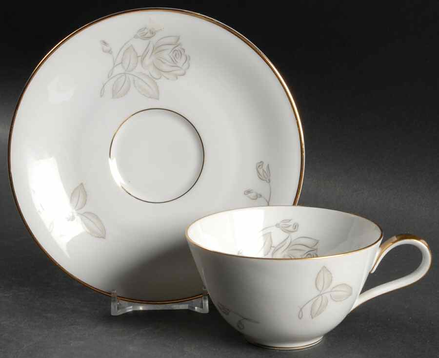 Silver Rose Flat Cup & Saucer Set by Heinrich - H&C-1