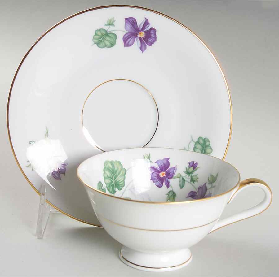 Violet Footed Cup & Saucer Set by Heinrich - H&C-1
