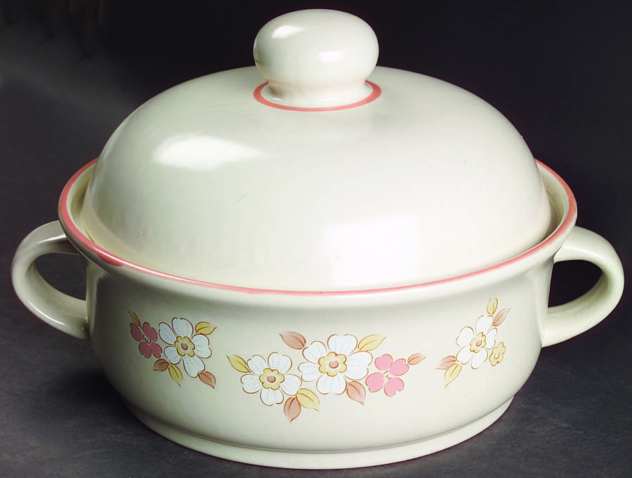 Fleur De Bois Peach 2 Qt Round Covered Casserole by Hearthside-1