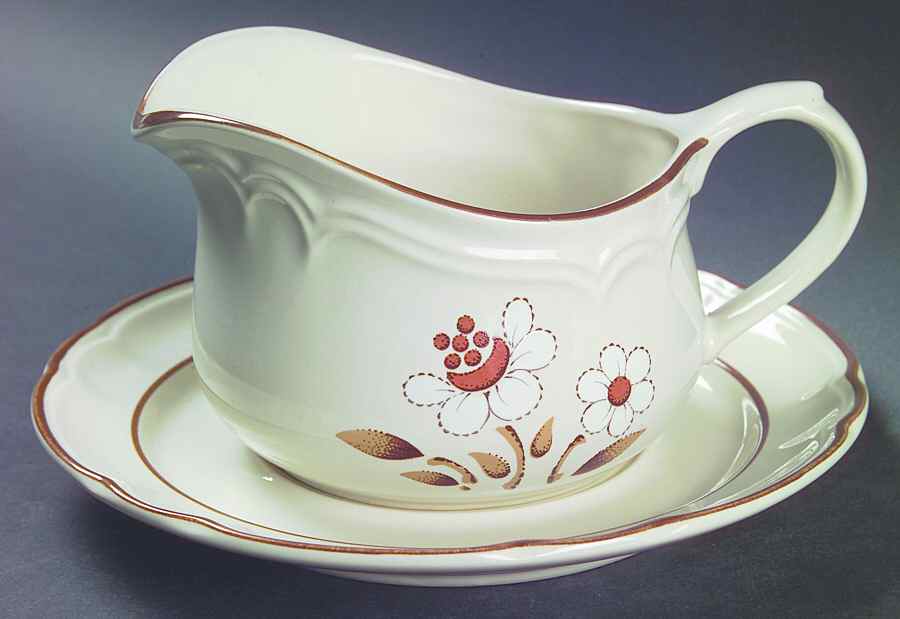 Mayblossom Brown Gravy Boat & Underplate by Hearthside-1