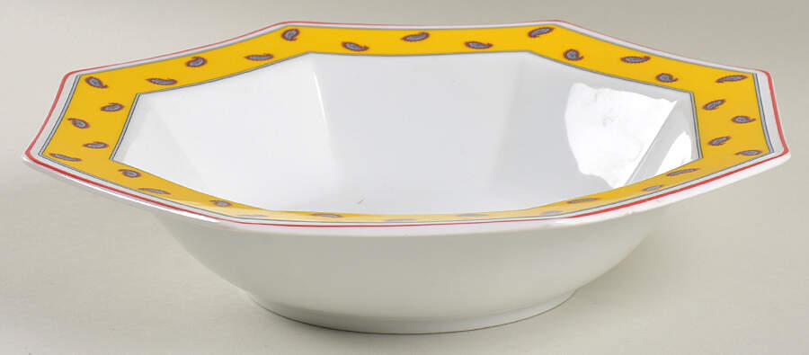 French Paisley Yellow 9" Round Vegetable Bowl by Daniel Hechter-1