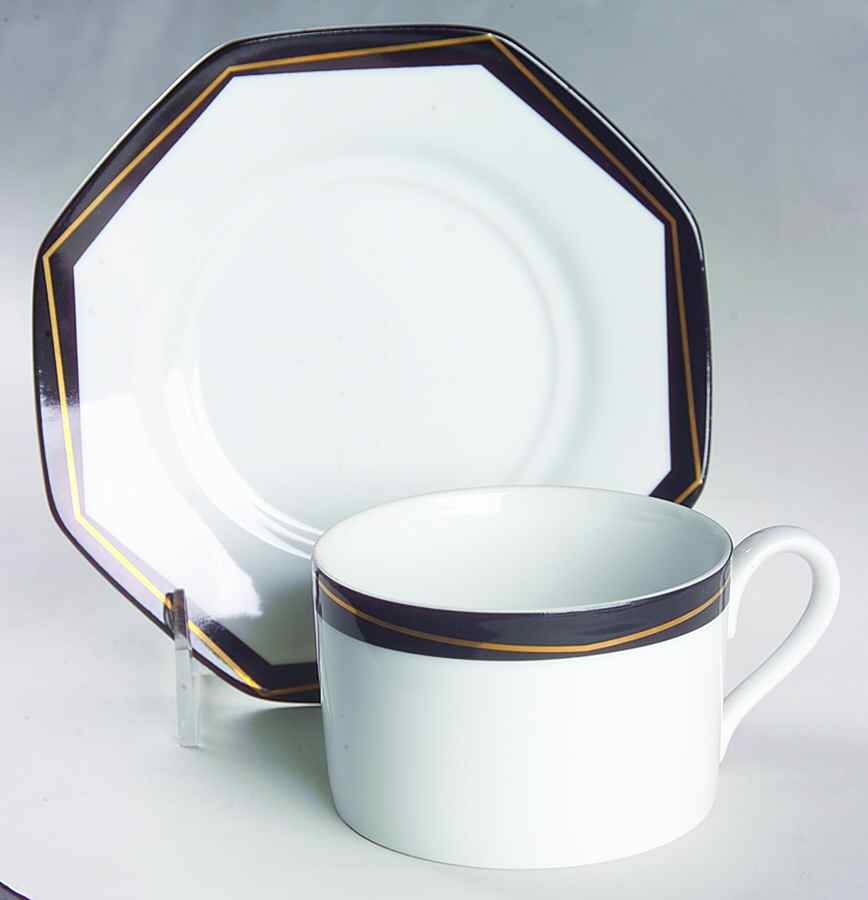 French Quarter Gold Flat Cup & Saucer Set by Daniel Hechter-1
