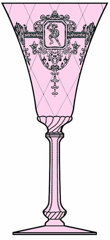 Trojan Flamingo Pink (Stem 3368, Etch 445) Water Goblet by Heisey-1