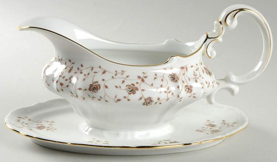 Cashmere Gravy Boat with Attached Underplate by Hertel Jacob-1