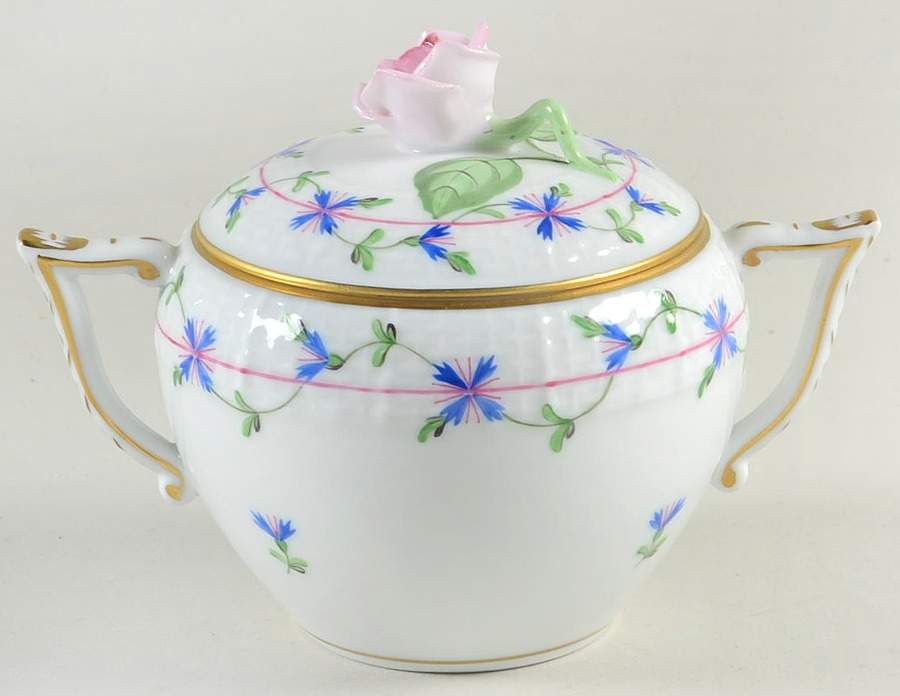 Blue Garland (PBG) Sugar Bowl & Lid by Herend-1