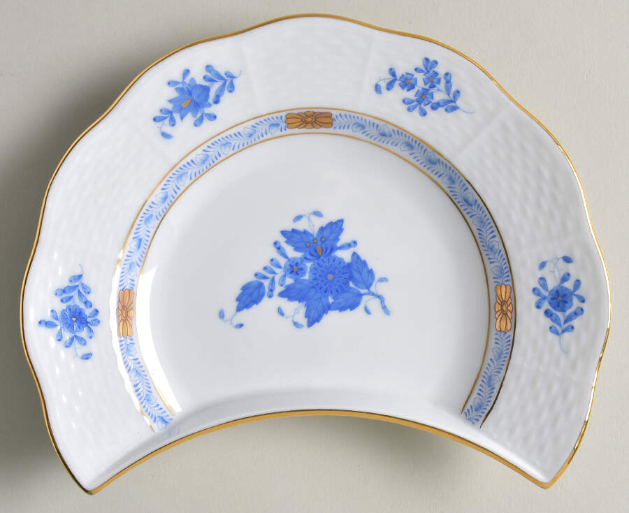 Chinese Bouquet Blue (AB) Crescent Salad Plate by Herend-1