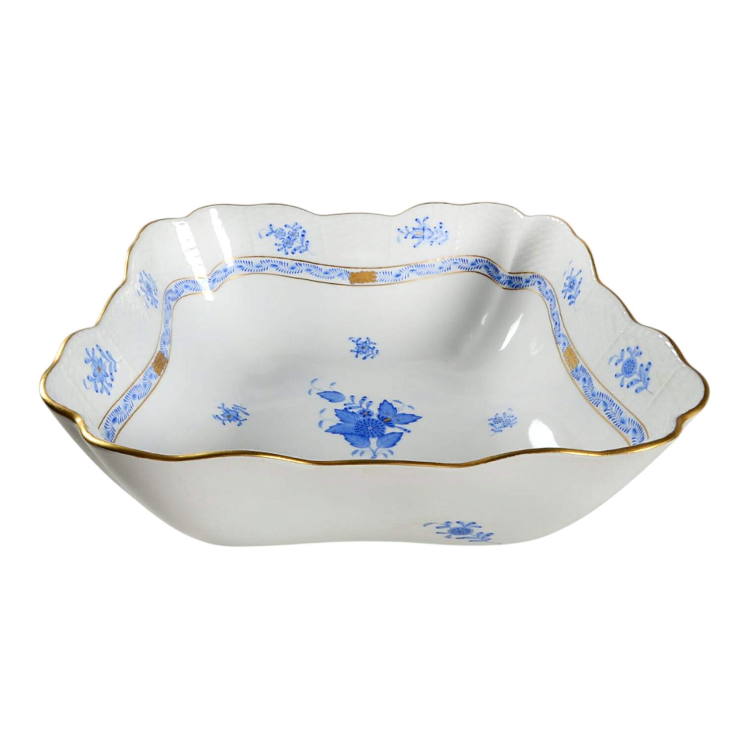 Chinese Bouquet Blue (AB) 10" Square Salad Serving Bowl by Herend-1