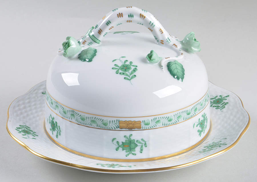 Chinese Bouquet Green (AV) Round Covered Butter by Herend-1