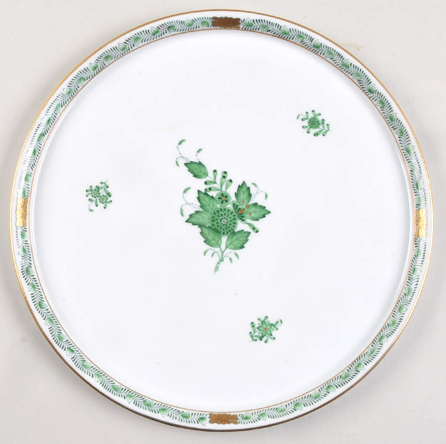 Chinese Bouquet Green (AV) Round Tray by Herend-1