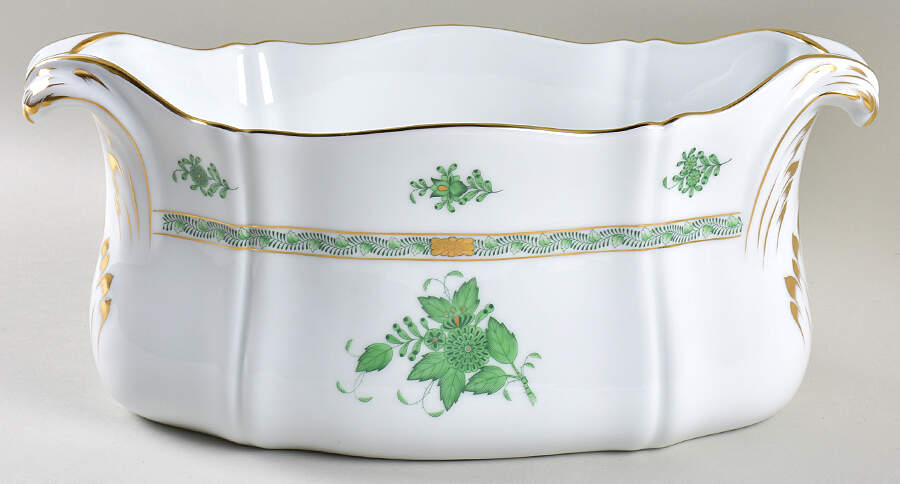 Chinese Bouquet Green (AV) 14" Jardiniere by Herend-1