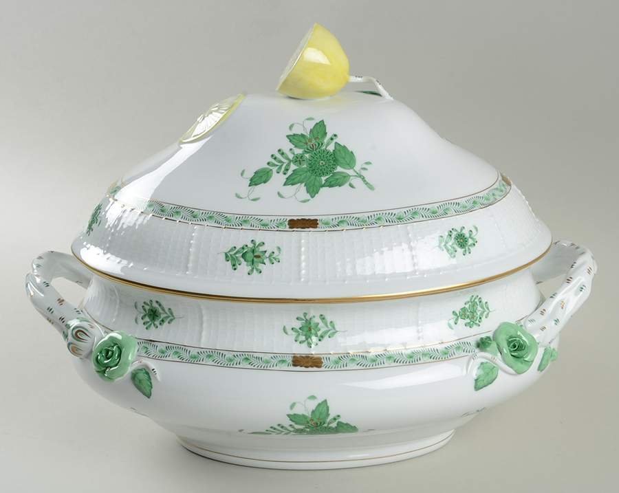 Chinese Bouquet Green (AV) Oval Tureen & Lid by Herend-1