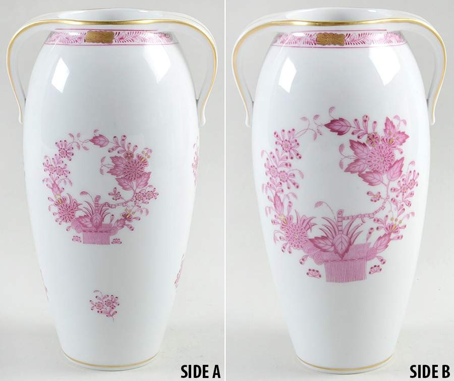 Chinese Bouquet Raspberry (AP) 8" Handled Vase by Herend-1