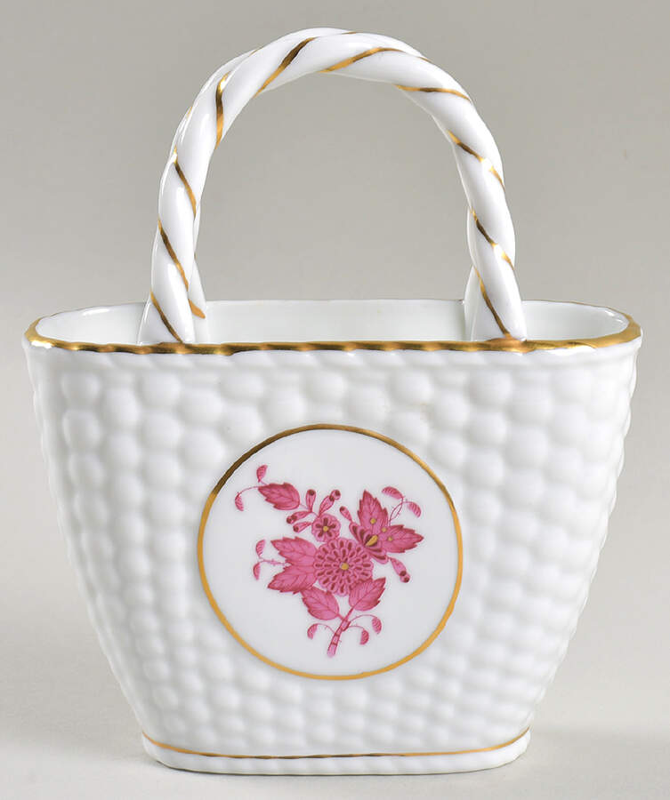 Chinese Bouquet Raspberry (AP) Small Basket by Herend-1