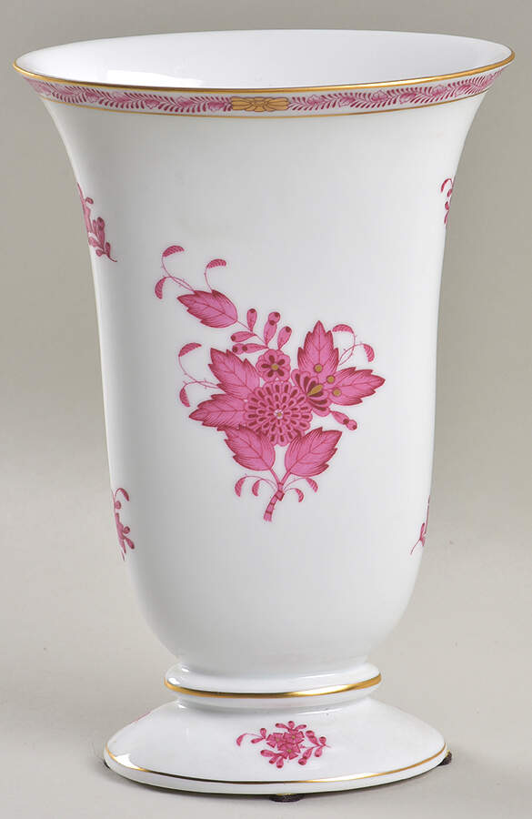 Chinese Bouquet Raspberry (AP) 8" Oval Vase by Herend-1
