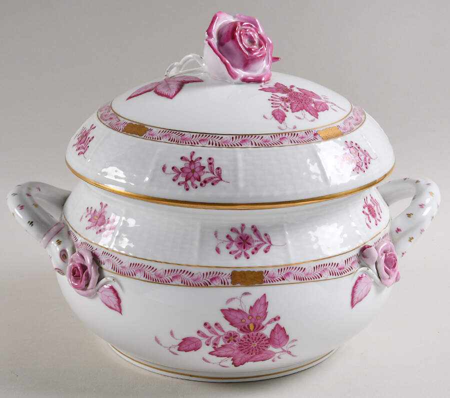 Chinese Bouquet Raspberry (AP) Round Covered Vegetable by Herend-1