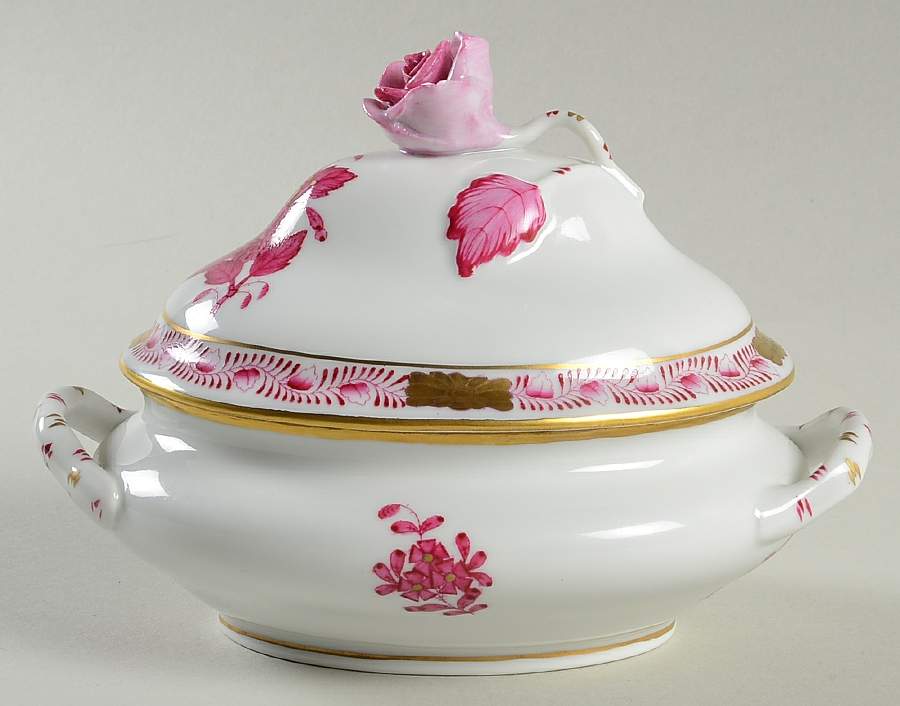 Chinese Bouquet Raspberry (AP) Mini Tureen & Lid by Herend-1