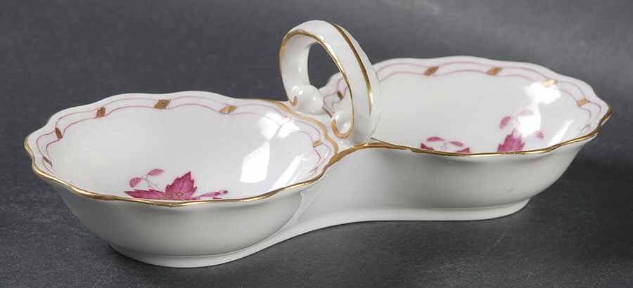 Chinese Bouquet Raspberry (AP) Double Salt Dip by Herend-1