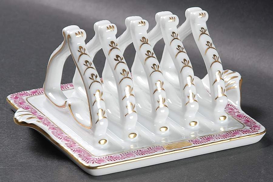 Chinese Bouquet Raspberry (AP) 4 Slice Toast Server by Herend-1