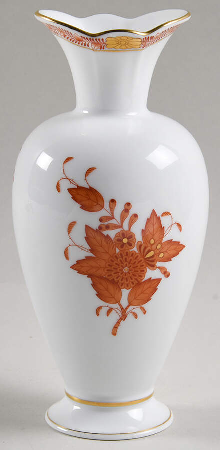 Chinese Bouquet Rust (AOG) Oval Opening Vase by Herend-1