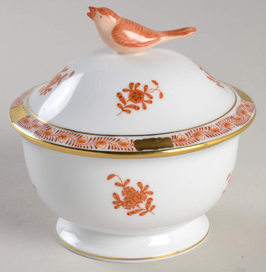 Chinese Bouquet Rust (AOG) 4" Candy Box & Lid by Herend-1