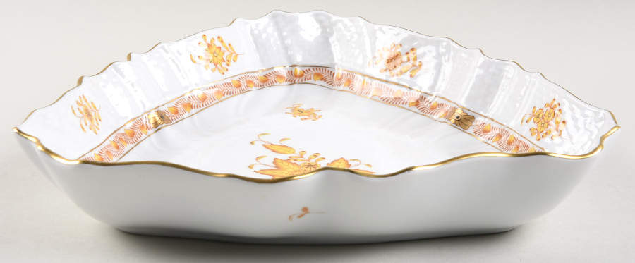 Chinese Bouquet Yellow (AJ) 10" Triangular Vegetable Bowl by Herend-1