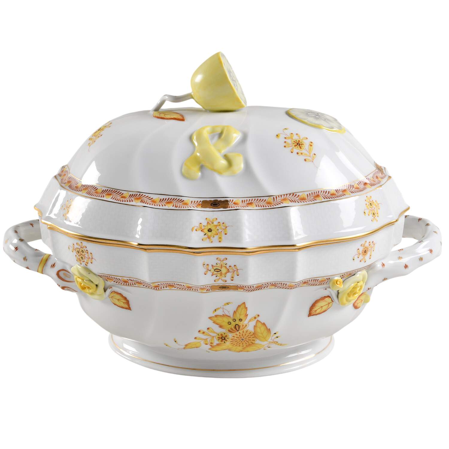 Chinese Bouquet Yellow (AJ) Tureen &  Lid by Herend-1