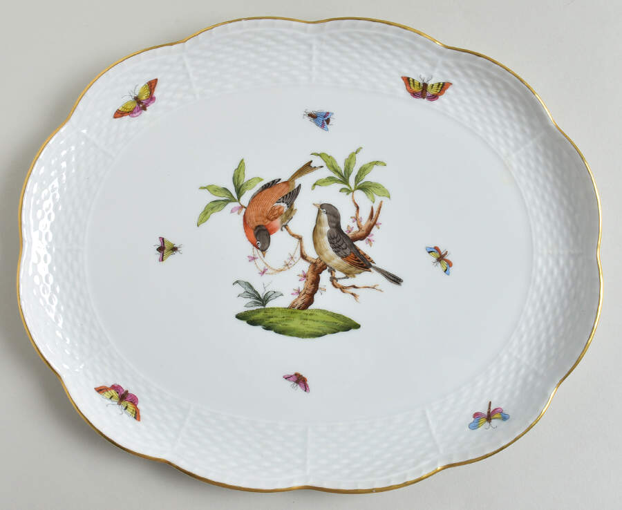 Rothschild Bird (RO) 12" Oval Tray by Herend-1