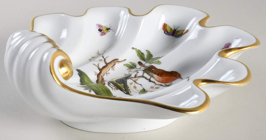 Rothschild Bird (RO) 9" Shell Shaped Dish by Herend-1
