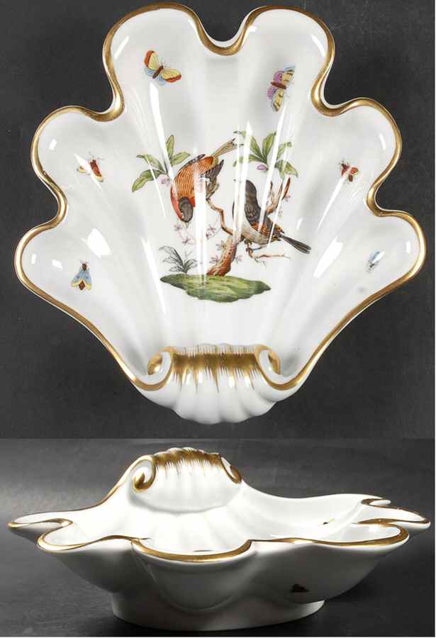 Rothschild Bird (RO) 9" Shell Shaped Dish by Herend-1