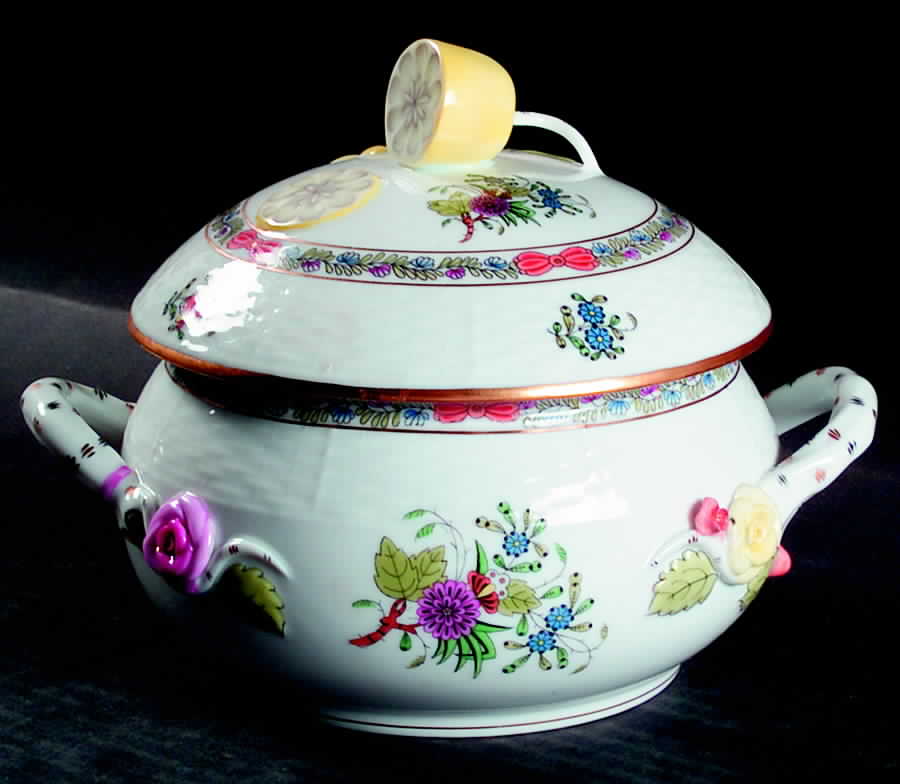 Windsor Garden (Fdm) Bean Pot & Lid by Herend-1