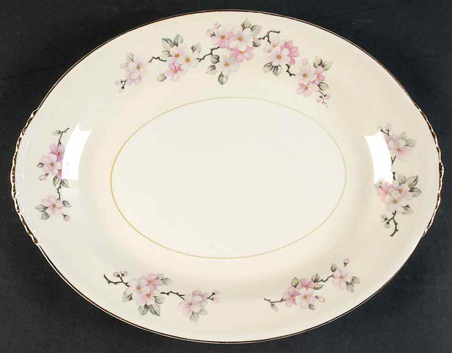 Apple Blossom 11" Oval Serving Platter by Homer Laughlin -1