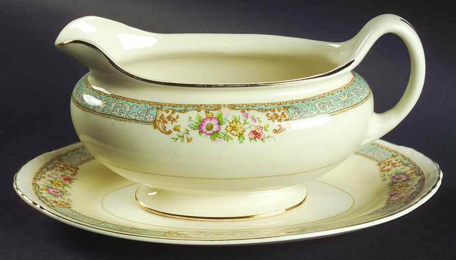 Blue Dawn Gravy Boat & Underplate/Relish by Homer Laughlin -1