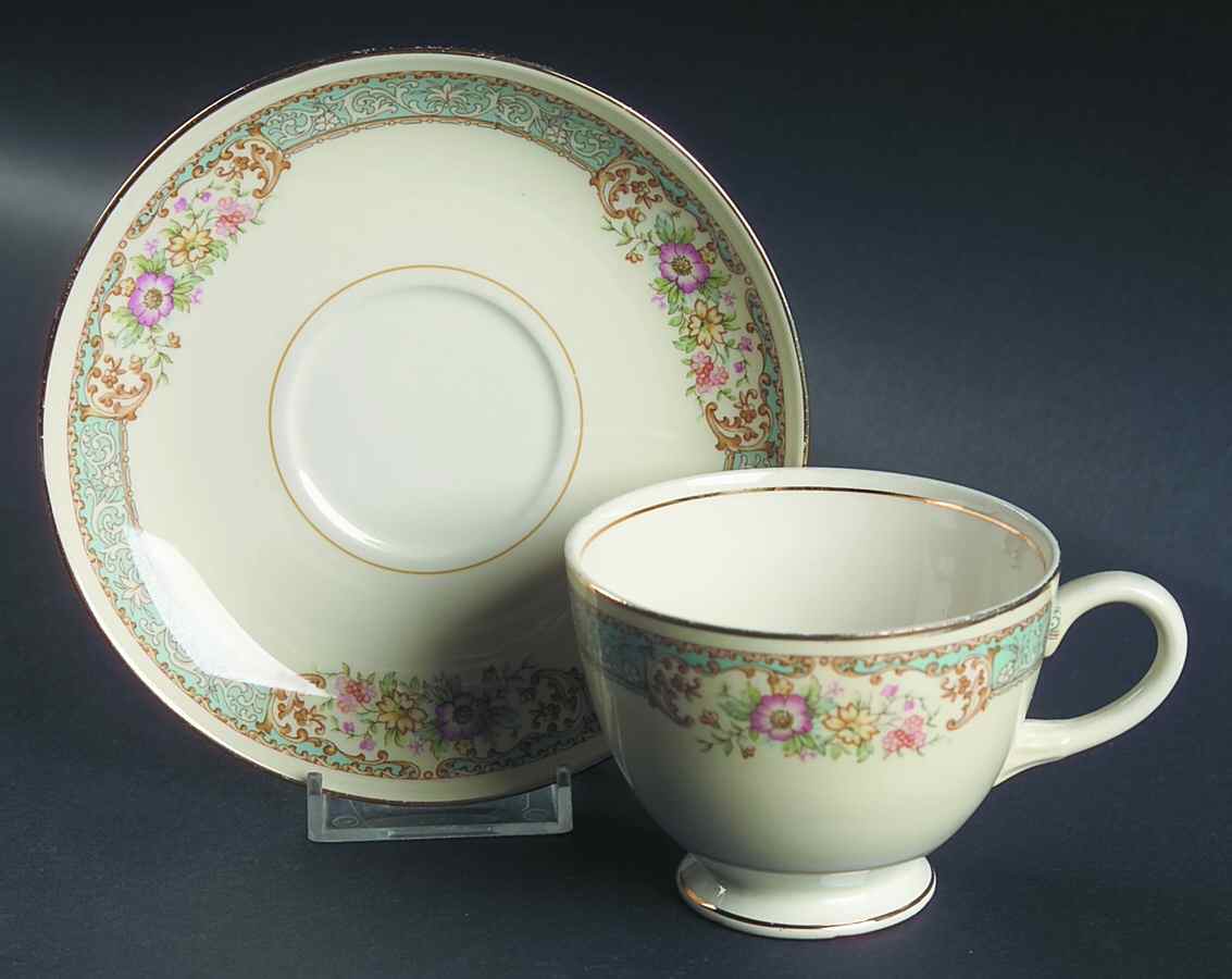Blue Dawn Footed Cup & Saucer Set by Homer Laughlin -1
