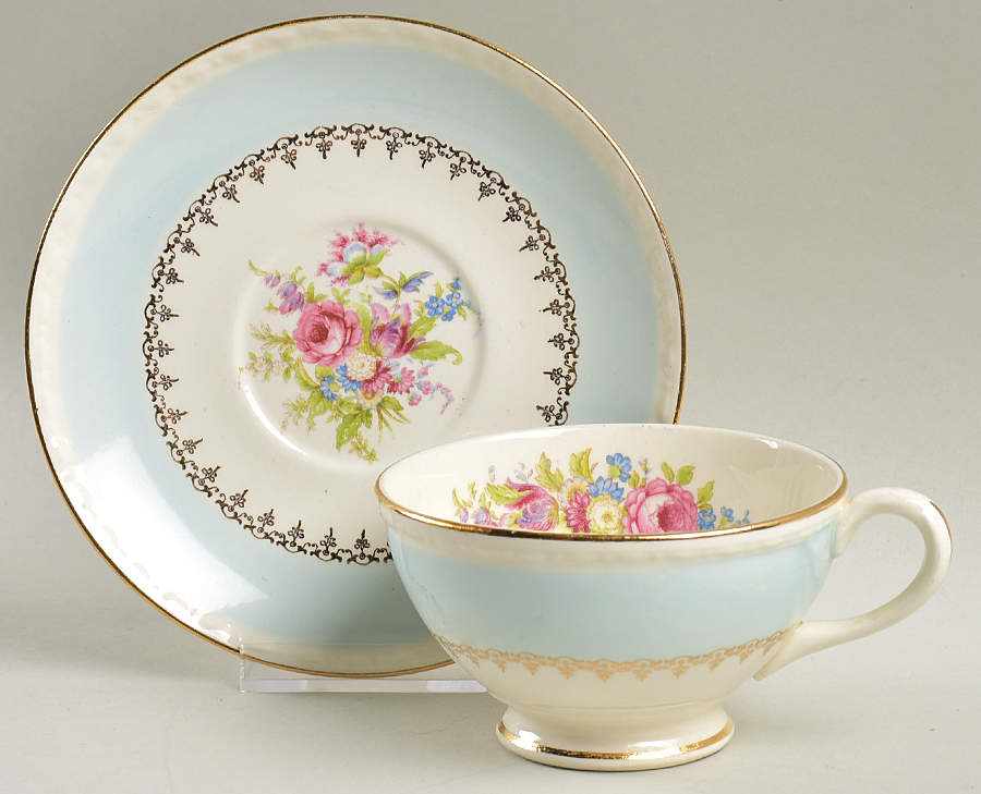 Chateau Footed Cup & Saucer Set by Homer Laughlin -1