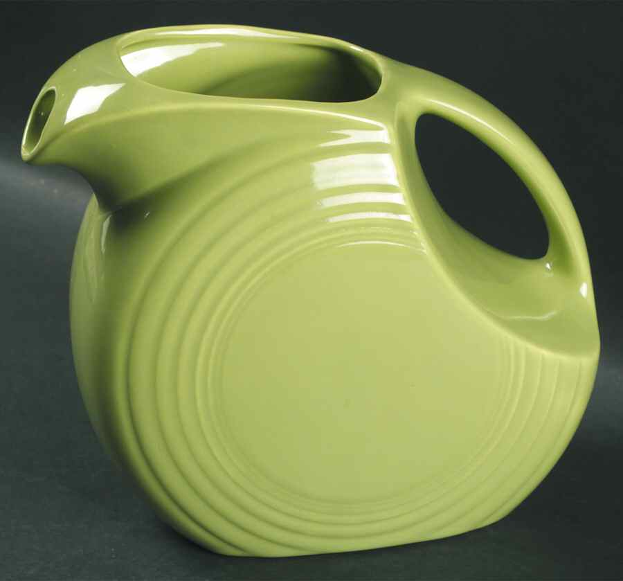 Fiesta Chartreuse (Older) 2 Quart Disk Water Pitcher by Homer Laughlin -1