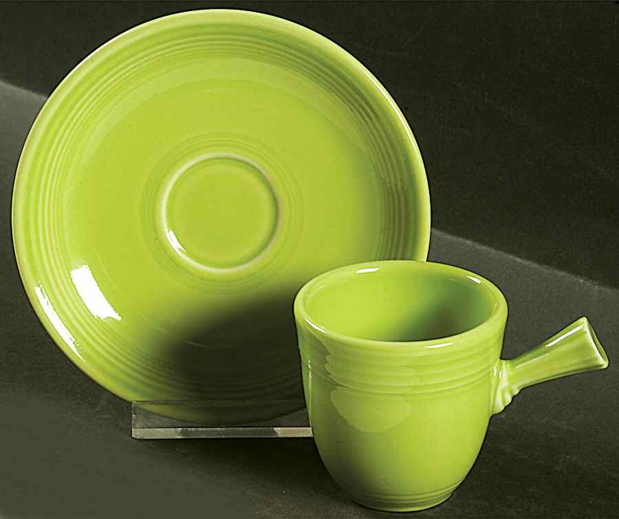 Fiesta Chartreuse (Intro 1997) Stick Handle Demitasse Cup & Saucer Set by Homer Laughlin -1