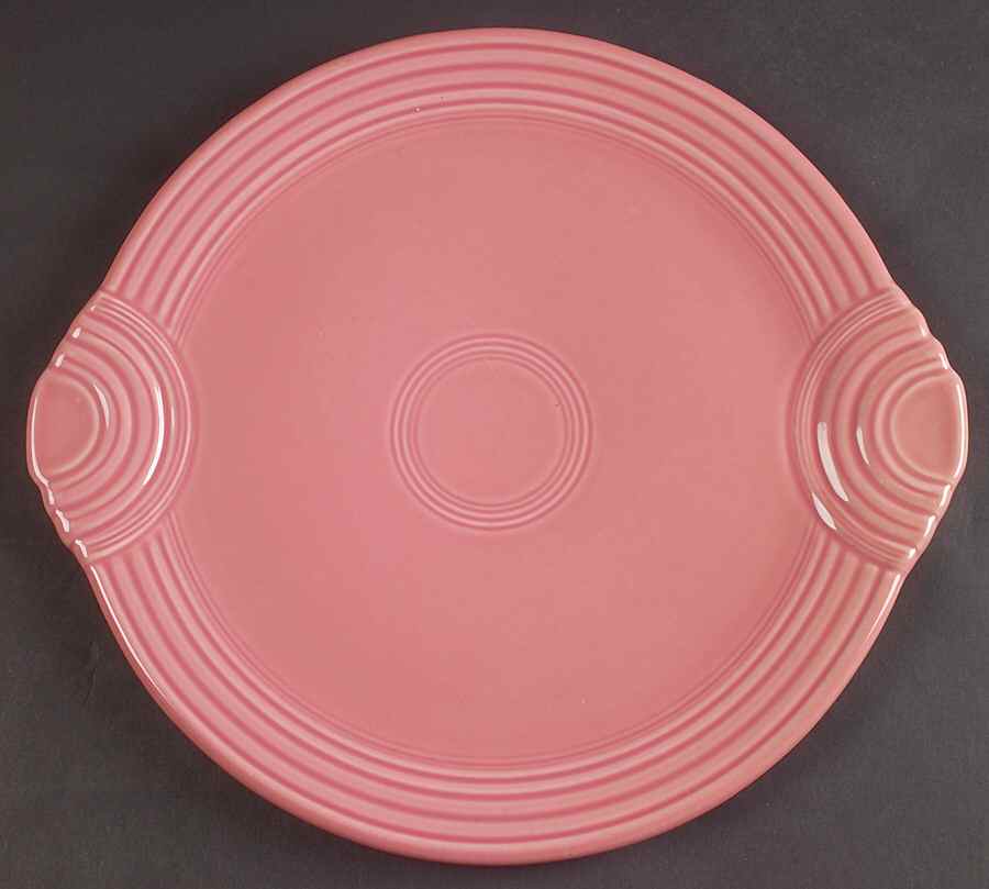 Fiesta Rose (Intro 1986) Handled Cake Plate by Homer Laughlin -1