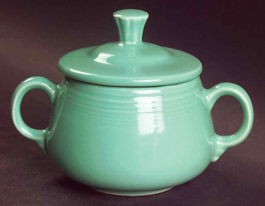 Fiesta Sea Mist Green (Intro 1989) Sugar Bowl & Lid by Homer Laughlin -1