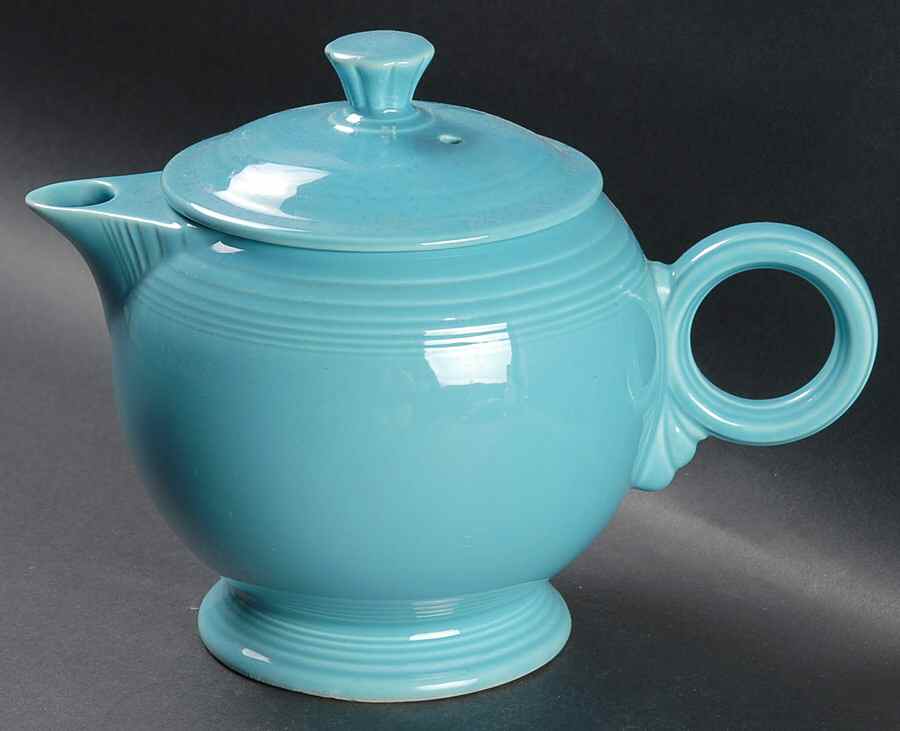 Fiesta Turquoise (Older) Large Tea Pot & Lid by Homer Laughlin -1