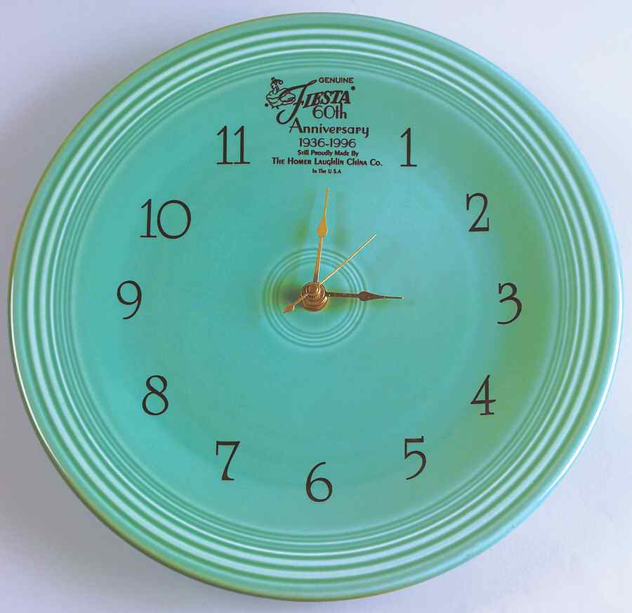 Fiesta Turquoise (Intro 1986) 60th Anniversary Clock Plate by Homer Laughlin -1